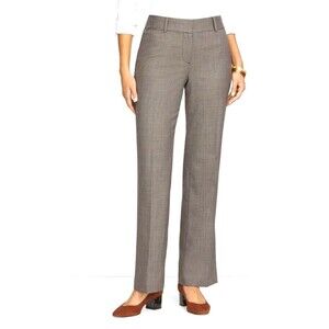 New Talbots Newport Pant Women Size 14 Brown Houndstooth Trouser Wool Blend T2
